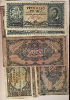 Kis bankjegy tétel, 254db, főleg pengő, infla, kevés forinttal T:vegyes