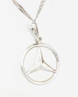 Ezüst(Ag) walles nyaklánc, "Mercedes" medállal, jelzett, h: 45 cm, d: 2 cm, nettó: 5,3 g