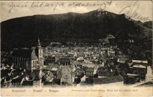 1906 Brassó, Kronstadt, Brasov; Panorama vom Raupenberg. Blick auf innere Stadt / látkép / general view (EK)