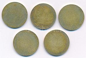 DN "Országos Vadászati Védegylet - 1881" egyoldalas, vert fém emlékzseton (23mm) (5db) T:U...