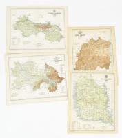 1893-1897 4 db vármegye térkép a Pallas Nagy Lexikonából: Árva megye, Bács-Bodrog megye, Szatmár vármegye, Szerém vármegye. Tervezte: Gönczy Pál. Bp., Posner Károly Lajos és Fia, 30x24 cm