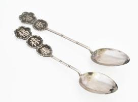 Ezüst(Ag) Hong Kong kanál, 2 db, jelzett, h: 10 cm, nettó: 14 g