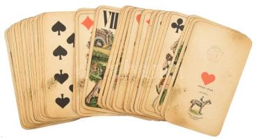 Adóbélyeges Piatnik tarokk kártya, teljes, 42 lap, Hindenburg hátlappal!