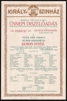1920 Király színház Fedák Sári - János vitéz 500. előadása meghívó