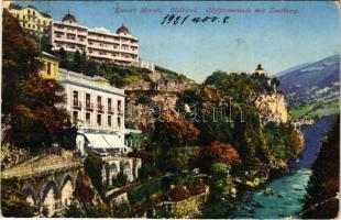 1921 Merano, Kurort Meran (Süditorl); Gilfpromenade mit Zenoburg / promenade, castle, villas (EB)