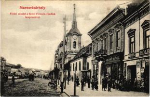 Marosvásárhely, Targu Mures; Fő tér, Szent Ferenc-rendiek temploma, Magyari I. üzlete. P.S.S. 883. / main square, Franciscan church, shops (EK)