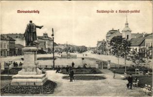 Marosvásárhely, Targu Mures; Széchenyi tér, Kossuth park, üzletek. P.S.S. 899. / square, park, shops (EK)