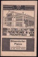 cca 1910 Musikfreunde Bösendorfer koncertműsor Moradelli grafikával benne magyar zenészek