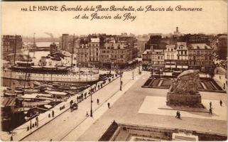 Le Havre, Ensemble de la Race Gambetta, du Bassin du Commerce et du Bassin du Roy. Chocolat Meiner / street view, ships, Normandy Hotel, pharmacy, Cafe Gambetta