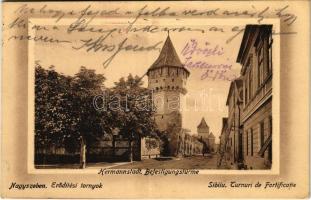 1914 Nagyszeben, Hermannstadt, Sibiu; Erődítési tornyok. Berta Stürner kiadása / Befestigungstürme / Turnuri de Fortificatie / towers (EK)