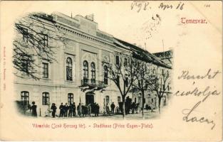 1898 (Vorläufer) Temesvár, Timisoara; Városháza, Jenő herceg tér / Stadthaus (Prinz Eugen-Platz) / town hall, square (Rb)