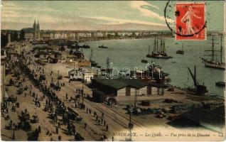 Bordeaux, Les Quais. Vue prise de la Douane / port, ships, warehouses, railway, TCV card (EK)