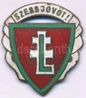 ~1940. Levente díszjelvény, bronz jelvény, tű nélkül. "SZEBB JÖVŐT" (25x21mm) T:XF kis zománchiba  Sallay 201.