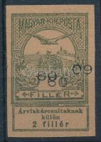 1913 Árvíz 60f vágott próbanyomat, a névérték háromszor rányomva, illetve a hátoldalon többször is! (hajtásnyom / folded)