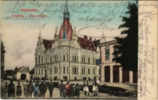 1909 Karánsebes, Caransebes; Városháza, Takarékpénztár. Brachtl Fl. kiadása / town hall, savings bank (EB)