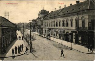 1915 Lugos, Lugoj; Széchenyi utca, üzletek. Sziklai Lajos kiadása / street view, shops (EK)