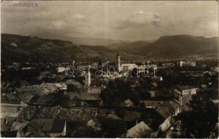 1940 Nagybánya, Baia Mare; látkép / general view. photo + 1940 Nagybánya visszatért So. Stpl. (gyűrődés / crease)