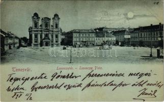 1898 (Vorläufer) Temesvár, Timisoara; Losonczy tér, templom / square, church (EK)