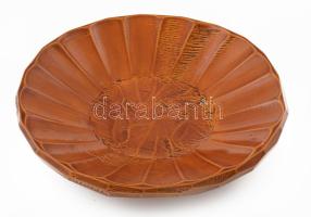 Japán urushi lakkozott fa tálca. Eredeti japán műtárgy, jelzés nélkül, hibátlan, d: 25 cm, m: 5 cm