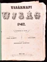 1862 A Vasárnapi Újság 1862-es, hiányos évfolyama. Gazdag fametszetű képanyaggal illusztrált. Rossz állapotban, félvászon-kötésben, sérült, kijáró lapokkal, hiányos. Személyes megtekintés javasolt.