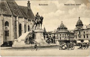 1916 Kolozsvár, Cluj; Mátyás király szobor. Schuster Emil kiadása / statue (EK)