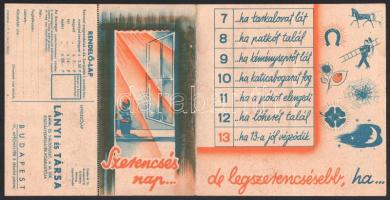 cca 1930-1940 Lányi és Társa osztálysorsjáték, illusztrált, kihajtható reklám- és megrendelőlap, kih...