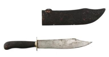 Dísztőr, faragott sárkánymintás fa tokban, kopással, h: 43 cm