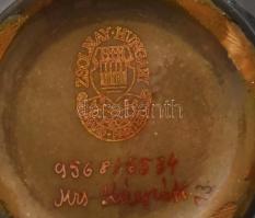 Zsolnay eozin és ökörvérmázas váza virág díszítéssel. Kézzel festett, jelzett, hibátlan 27 cm