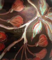 Zsolnay eozin és ökörvérmázas váza / lámpatest virág díszítéssel. Kézzel festett, jelzett, hibátlan ...