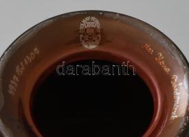 Zsolnay eozin és ökörvérmázas váza / lámpatest virág díszítéssel. Kézzel festett, jelzett, hibátlan ...