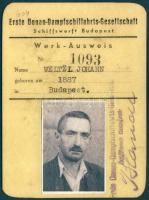 1943 DDSG fényképes igazolvány