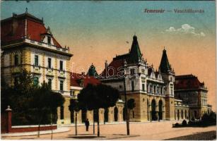 Temesvár, Timisoara; vasútállomás. Polatsek féle kiadása / railway station (fl)