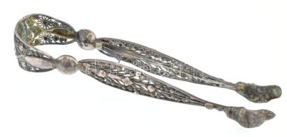 Ezüst(Ag) cukorfogó, jelzett, h: 15 cm, nettó: 38 g