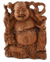 Buddha faragott fa szobor. Jelzés nélkül, kopással, m: 20 cm