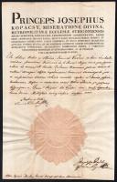 1839 Esztergom, Kopácsy József (1775-1847) esztergomi érsek nevével ellátott egyházi iratok, vikáriusi és titkári aláírásokkal, papírfelzetes viaszpecséttel