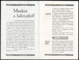 cca 1930 Philips rádió (anódkészülékek, "Miniwatt" csövek), 2 db kihajtható, illusztrált r...