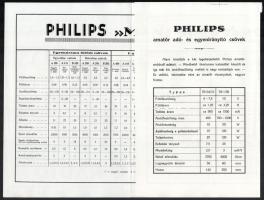 cca 1930 Philips rádió (anódkészülékek, "Miniwatt" csövek), 2 db kihajtható, illusztrált r...