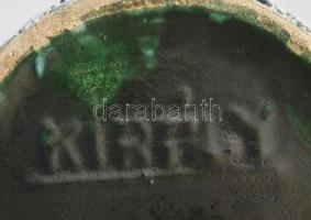 Király Károly: Hólyagos kerámia váza. Kézzel festett, jelzett, hibátlan, m: 28,5 cm