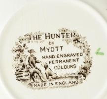 Myott, The Hunter, részben kézzel festett angol mélytányér szett. 6 db. Jelzett, kis kopottsággal, d...