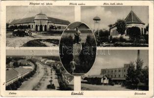 1940 Komádi, Hősök szobra, emlékmű, Központi református iskola, Római katolikus iskola, gőzmalom (EB)