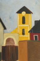 Urbán Annamária (1941): Szentendrei házak, 1976. Olaj, vászon, jelzett 60x40 cm