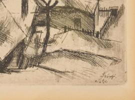 Szőnyi István (1894-1960) Hegyvidéki táj. Rézkarc, papír, jelzett a dúcon. 15x19 cm, üvegezett keret...