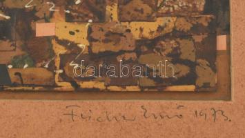 Fischer Ernő (1914-2002): Velencei gondolák, 1973. Kollázs, papír, jelzett, 24x32 cm. Proveniencia: ...