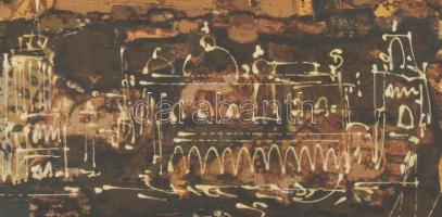 Fischer Ernő (1914-2002): Velencei gondolák, 1973. Kollázs, papír, jelzett, 24x32 cm. Proveniencia: ...