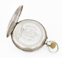 Ezüst(Ag) Remontoir zsebóra, kissé sérült számlap, nem jár, jelzett, d: 5 cm, bruttó: 87,4 g