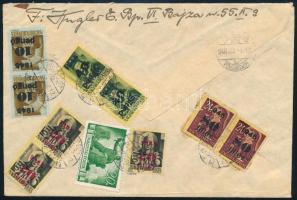 1945 (5. díjszabás) Levél 10 db bélyeggel Budapestről Bajára