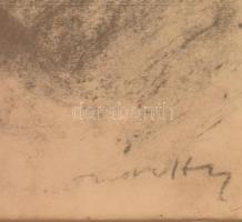 Márffy Ödön (1878-1959): Portré. Ceruza, papír. Kétoldalas 43x32 cm Üvegezett keretben