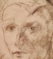 Márffy Ödön (1878-1959): Portré. Ceruza, papír. Kétoldalas 43x32 cm Üvegezett keretben