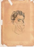 Márffy Ödön (1878-1959): Portré. Ceruza, papír. Kétoldalas 43x32 cm Üvegezett keretben