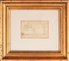 Gulácsy Lajos (1882-1932): Mesetá.j Ceruza, papír, jelzett: L. de Gulácsy. 8x13 cm. Üvegezett keretb...